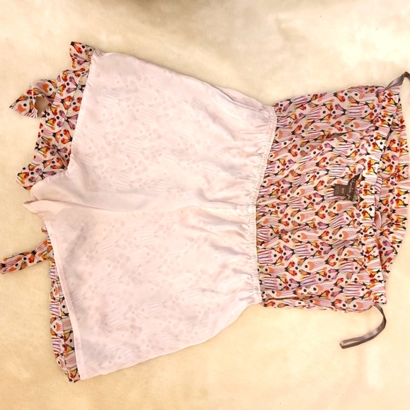 Charlie Jade floral strapless silk romper with ruff top lined bottom size M - Picture 6 of 9